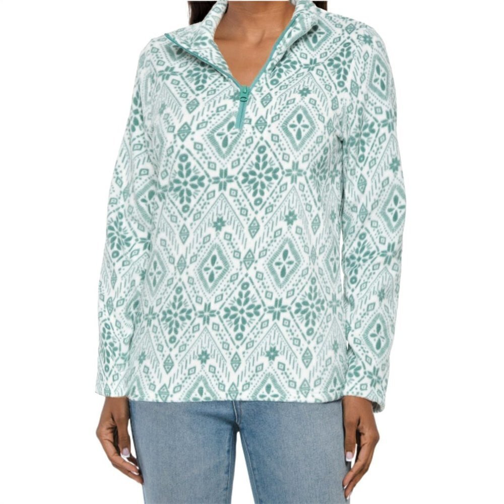 NWT North River Cozy Shawl Neck Long Sleeve Printed Shirt Top